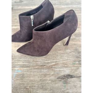 Christian Dior Chocolate Brown Suede Boot Booties, Size 38/US8, NWOT